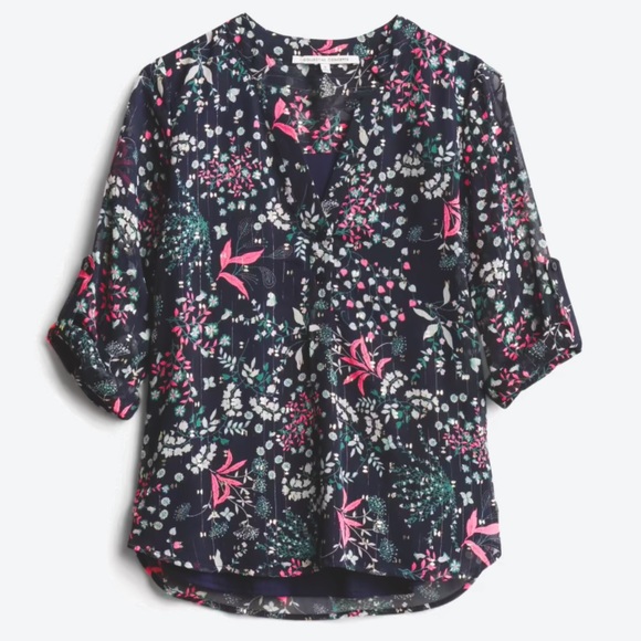 Collective Concepts Silver Foil Detail Floral Blouse - Picture 1 of 6
